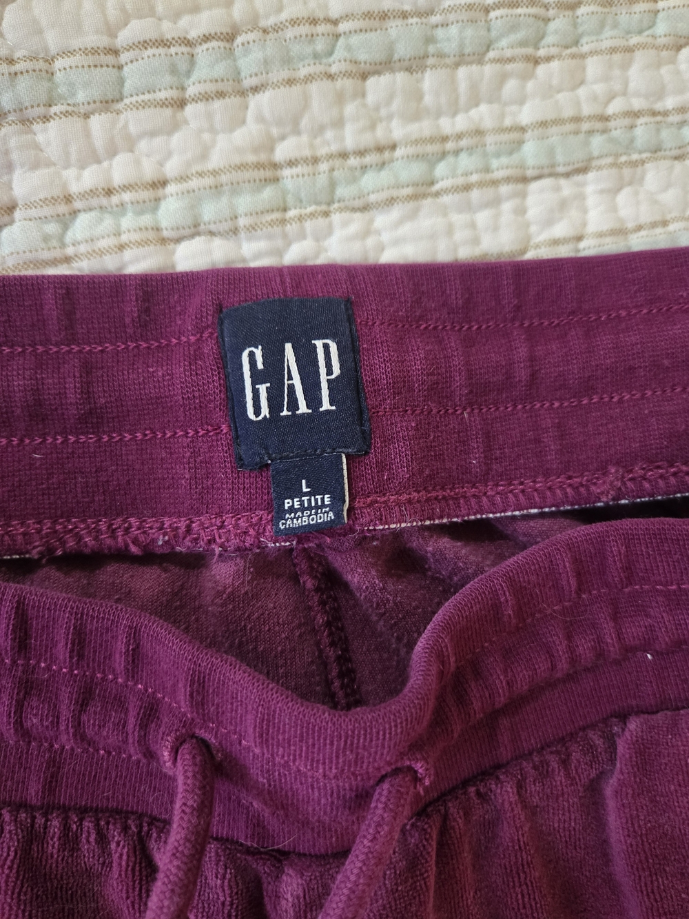 GAP Velour Drawstring Lounge Pants - Berry Plum L Petite - Picture 3 of 7